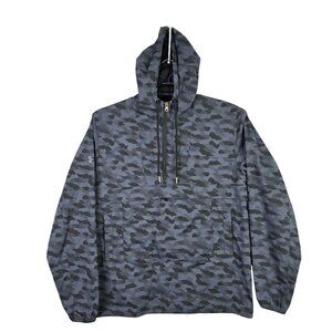 Mens Under Armour Black & Gray Camo Hooded Pullover Jacket Loose Fit Polyester X